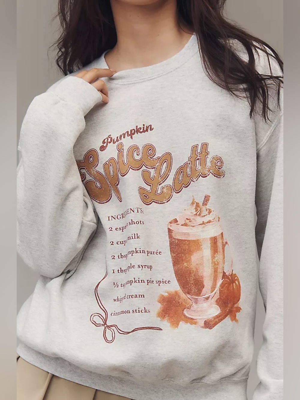 Anthropologie Pumpkin Spice Latte Graphic Sweatshirt Size Large - Picture 2 of 6